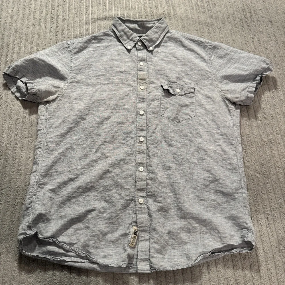 J.Crew‎ Shirt Mens L Blue Linen Cotton Baird McNutt Summer Vacation Breathable